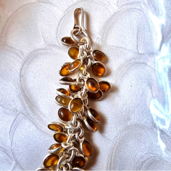 Vintage Citrine Multi-Stone Elegant Sterling Silver Bracelet - Picture 3 of 4